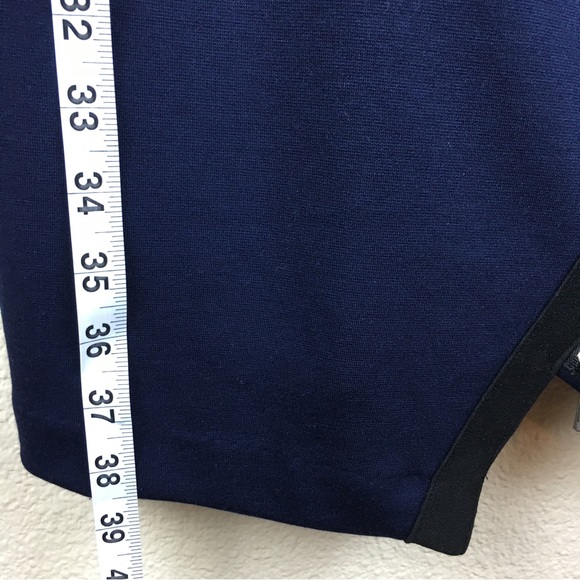 Venus Women's Navy Blue Black Asymmetrical Zip & Hem Sleeveless Dress Size 14 - Picture 10 of 11